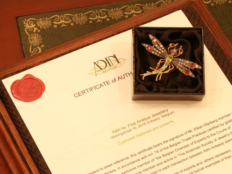 Absolute stunning precious stones dragonfly, Images by Adin Antique